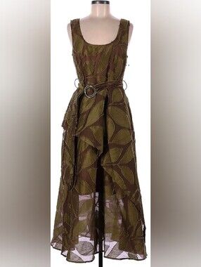 NWOT Tracy Reese Olive Leaf Appliqué A-Line Dress